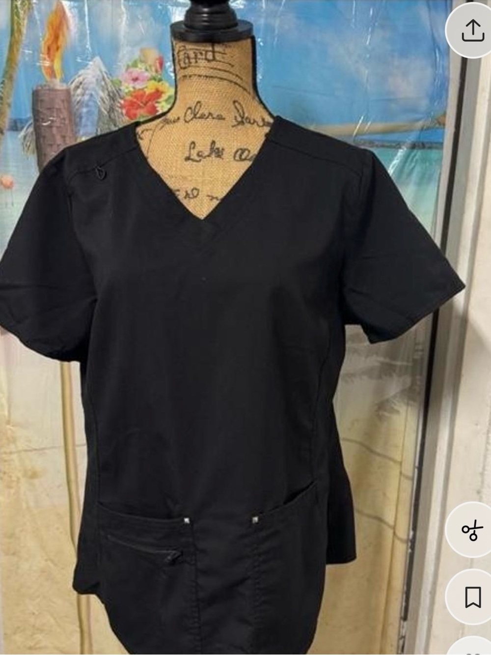 Scrubstar Black V-Neck Short Sleeve Medical Scrub Top